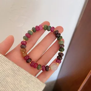 Colorful quartz jade beaded bracelet vintage ethnic style lotus agate bracelet for women