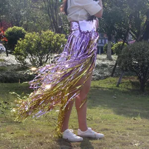 Metallic Tinsel Fringe Skirt For Hawaiian Luau Party Birthday Decoration Costume Props Festival Carnival Dance Show