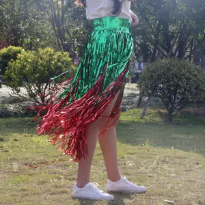 Hawaiian party tinsel fringe skirt colorful hula skirt for festival celebration dancing