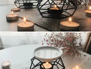 Lámpara de aromaterapia geométrica de arte en hierro creativa quemador de aceite esencial con