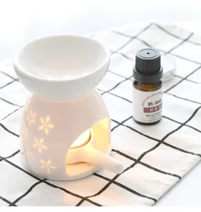 White ceramic essential oil burner candle aroma lamp for home bedroom decorations