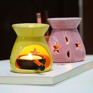 Ceramic star moon essential oil burner aromatherapy candle holder for home decor relaxation