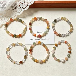 Retro Chinese Style Rutilated Quartz Beaded Bracelet Elegant Freshwater Pearl Clear Quartz Hand Strand For Women Literary Fine Jewelry Gift