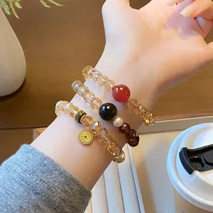 New Chinese style retro crystal gradient wheel bead bracelet light luxury design stacking jewelry