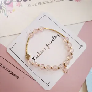 Bracelet de perles en cristal craquelé doux style rétro mode bijoux colorés détail