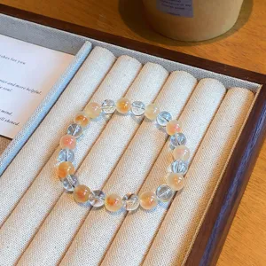 Bracelet de perles en agate et cristal de style doux, cadeau de bijoux élégant pour femmes.