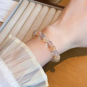 Bracelet de perles en agate cristal doux pour femmes, design de niche chic cadeau.
