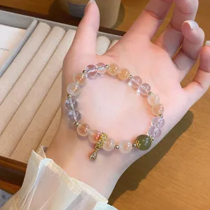 Joli bracelet de perles en agate et cristal coloré de style chinois pour femmes