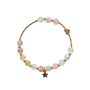 Charmant bracelet de perles en cristal avec pendentif étoile, design coloré pour femmes.
