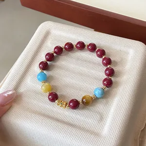 Nuovo bracciale cinabro e occhio di tigre retrò cinese stile nazionale gioiello