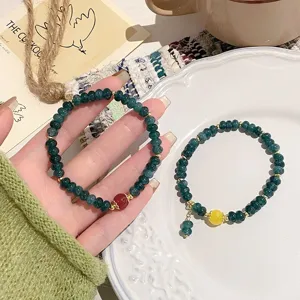 New Chinese retro chalcedony abacus bead bracelet with natural agate and gold accessories.