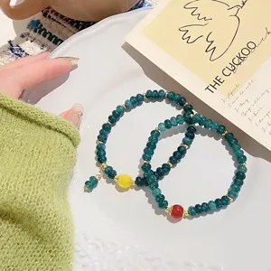 Vintage Chinese style natural gemstone turquoise beaded bracelet jewelry accessory.