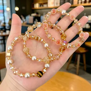Bracelet de perles en agate cœur de sucre style princesse design de luxe perle cristal