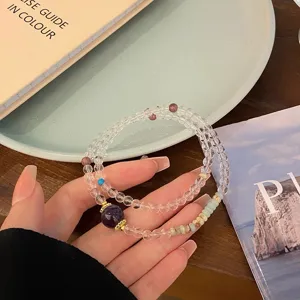 Bracelet de perles en cristal multicolore gemme superposition bijoux style doux élégant