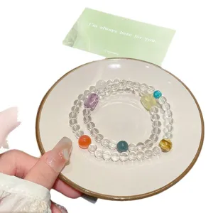 Sweet natural crystal colorful beaded bracelet candy style cute jewelry for women