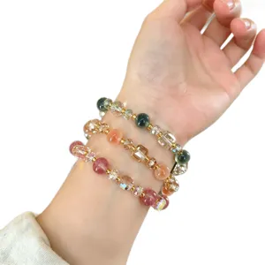 Joli bracelet de perles en agate de cristal doux bijoux empilables pour femme cadeau