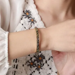Bracelet Jonc Fin Style Bohémien Vintage Avec Pierres Colorées Bijou Ethnique Femme