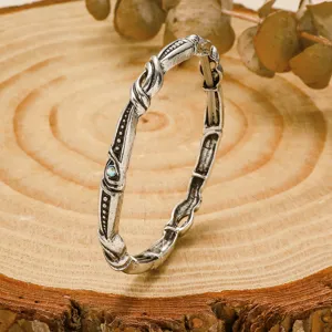 Bracelet extensible rétro en métal bohème pour femmes, design sculpté avec pierre.