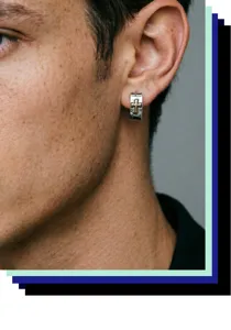 Vintage men's cross hoop earrings, stylish retro stainless steel ear studs for daily wear.