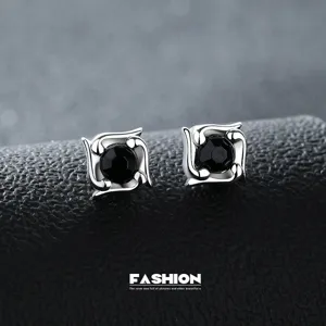 Hommes mode moulin a vent cristal noir boucles doreilles hip hop punk metal clips doreil