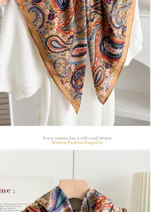 Vintage yellow paisley cotton linen small square scarf for women spring autumn fashion shawl