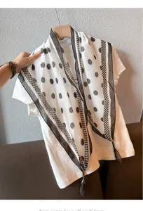 Women's vintage polka dot silk scarf lightweight triangular neckerchief stylish summer shawl