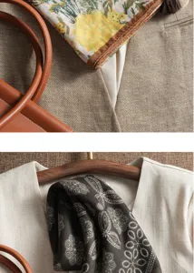 Retro paisley cotton linen scarf elegant small square scarf for women spring autumn detail