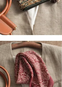 Elegant paisley print square scarf and silk scarf, perfect for women's daily wear.