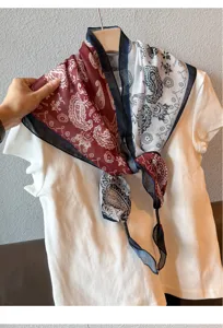 Retro paisley triangle scarf for women, lightweight summer neckerchief and stylish shawl.