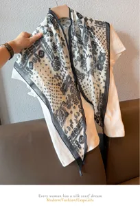 Retro paisley triangular linen scarf for women, classic black and white summer neck wear.
