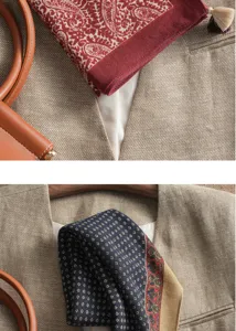 Handmade paisley print cotton feel small square scarf detail, soft fabric double sided neckerchief.