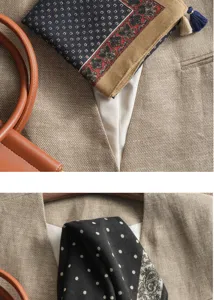 Detailed close-up of a paisley printed cotton linen square scarf with delicate tassel trim.