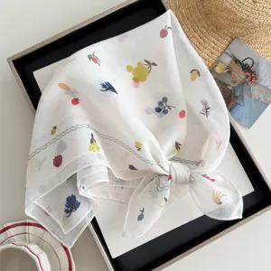 Femme Imprimé Petit Foulard Carré Polyester Léger Écharpe De Cou Pour Printemps