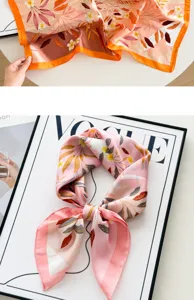 Femme mode imprimer soie carre foulard 70cm elegant foulard de cou rose et orange