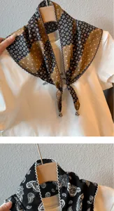 Retro lace triangular scarf detail, ethnic floral print with beaded tassels, lightweight.