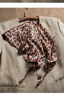 Elegant women leopard print silk scarf for spring autumn fashion neckwear chic accessory