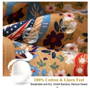 Yellow vintage ethnic cotton linen square scarf women paisley boho floral neckerchief shawl top quality