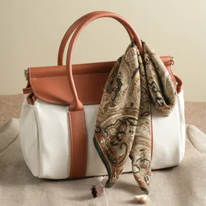 Elegant vintage paisley print square scarf for women, soft and versatile fashion accessory.