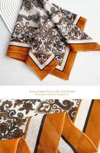 Classic paisley patterned square scarf, vintage cotton neckerchief for women and men styling.