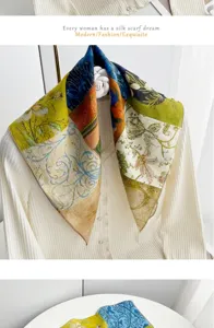 French artistic oil painting cotton square scarf spring autumn fashion neckerchief decor