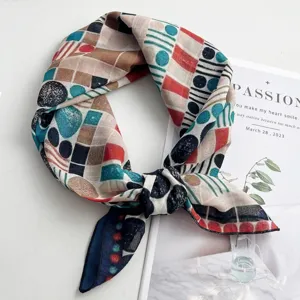Retro Cotton Square Scarf Paisley Geometric Print Bandana Casual Neck Scarf For Women Men Fashion Accessories