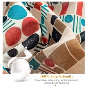 Retro geometric print cotton square scarf, vintage style bandana for women and men.
