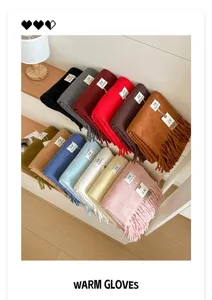 Effen kleur imitatie kasjmier winter franje sjaal, warme uniseks sjaal voor dames en heren.