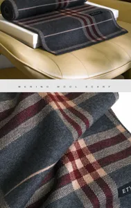 Écharpe à carreaux en laine mérinos pour homme, foulard d'hiver classique chaud d'affaires.