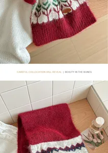 Bufanda de invierno para mujer de lana degradada japonesa, calentador de cuello grueso y cálido.