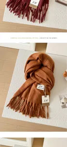 Effen imitatie kasjmier sjaal met franjes, gezellige winter warme koppel sjaal en omslagdoek.