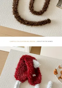 Plush earmuffs detail shot, cute fuzzy winter ear warmers for women and girls, soft cozy fabric.
