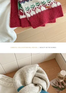 Bufanda de punto degradado con mezcla de lana para mujer, cálida y colorida de invierno.