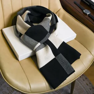 Hommes Hiver Chaud Mélange de Laine Écharpe Classique Carreaux Long Cou Écharpe Mâle Affaires Décontracté Thermique Chauffe-Cou