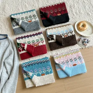 Estilo Japonés Color Degradado Tejido Mezcla de Lana Bufanda para Mujer Otoño Invierno Cálido Moda Casual Suave Cuello